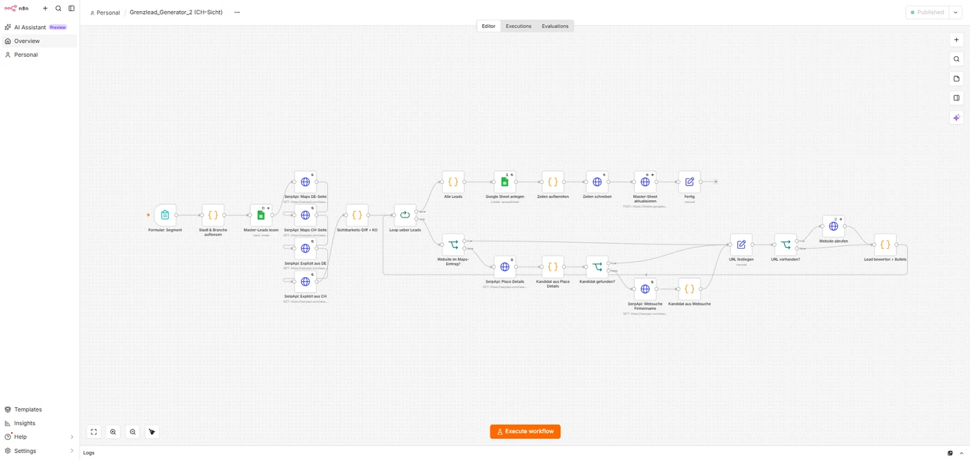 n8n-Workflow Grenzlead-Generator